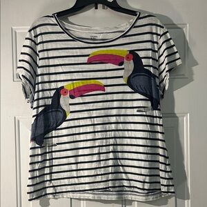 (🎣5 For $20) Crown & Ivy Women’s XL Striped Toucan Tee with Pink and Yellow